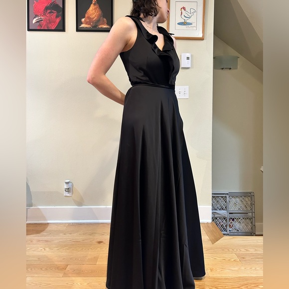 BHLD Tags On black wedding guest gown /wrap dress - Picture 2 of 10